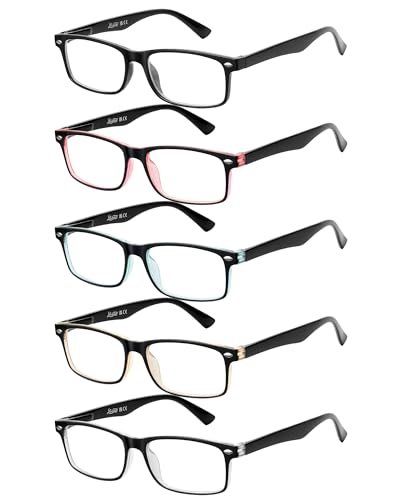 Image of LADEESSE 5-Pack Reading Glasses for Women - Blue Light Blocking Readers for Computer Eye Strain Anti-Glare Men Woman Reader Eyeglasses /W Spring Hinge Bluelight Glass Eyes Protection(Black, 0.5)