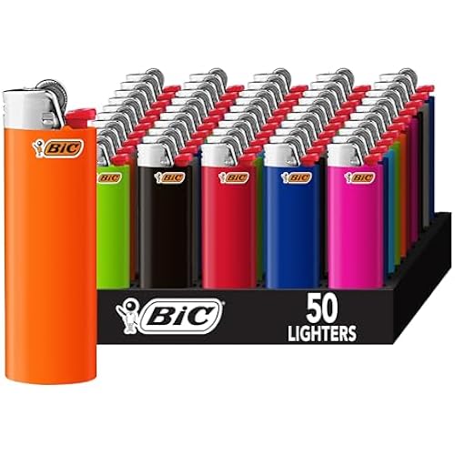 BIC Classic Lighter, Assorted Colors, 50-Count Tray, Assortment May Vary