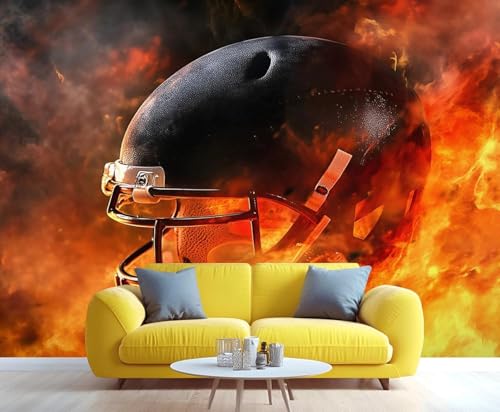 XLMING Casque Créatif Art Flamme Rouge 3D Papier Peint Luxe Décoration Manger Adulte Intérieure Salon Canapé Chambre Fond TV Mur-430cm×300cm