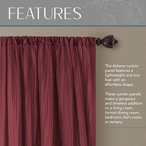 Elrene Home Fashions Faux Silk Light Filtering Window Curtain Set and Scarf, 52" x 95", Red, Polyester, 52"x95" (2 Panels) & 1 Valance - Image 3