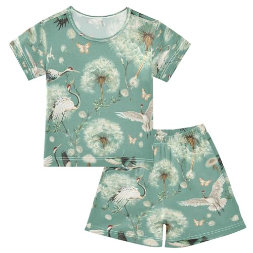 senya Short Sleeve Pajamas Sets Summer Cotton Sleepwear Butterflies Dandelion Seeds