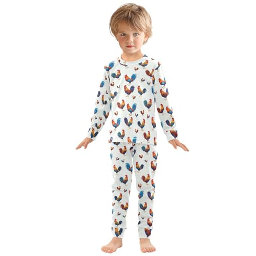 ODAWA Pj Sets Colorful Roosters Long Sleeve Matching Fall Pajamas 18M3