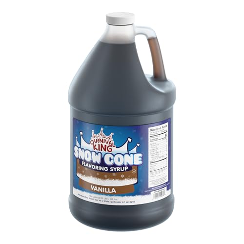 Carnival King Snow Cone Syrup 1 Gallon - Delicious Shaved Ice Flavoring for Slushy Machines &amp; Parties (Vanilla)