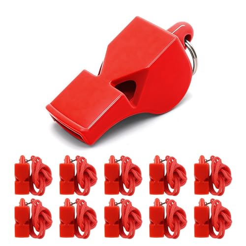 Emergency Whistles with Lanyard Red Safety Whistle for Lifeguard Outdoor Emergency Camping Hiking Boating Loud Signaling Whistles