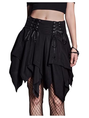 Amazon.com: SHENHE Women's Goth Mini Skirt High Waist Asymmetrical