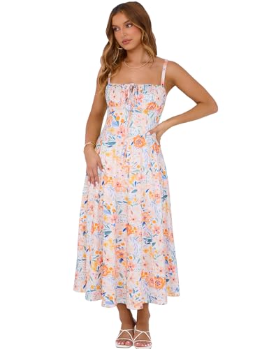 Image of YIOYOLA Corset Dress for Women Casual Tea Party Summer Wedding Guest Flowy Midi Sundress