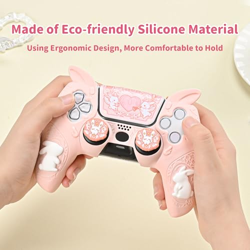 Image of GeekShare PS5 Controller Skin Set,Soft Silicone Protective Cover Case for PS5 Wireless Controller with 2 Thumb Grip Caps and 1 Sticker - Gothic Bunny