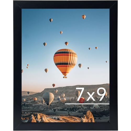 JCJMY 7x9 Picture Frame Black for Wall Hanging or Tabletop- Wall Mounting Horizontally or Vertically 7 x 9 Wall Gallery Poster Photo Frame for 7 by 9 Photos Black