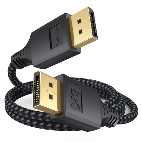 Image of DteeDck DisplayPort Cable 1.4 3Ft, Display Port DP Cord (8K@60Hz, 4K@144Hz, 2K@165Hz, 1080P@240Hz, 32.4Gbps) 3 Feet Braided Sheath Male to Male for Computer PC Monitor Gaming Laptop