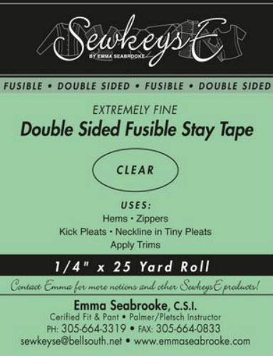 Field's Fabrics Clear - 1/4" Double Sided Fusible Stay Tape - 0.25" X 25 Yards SewkeysE Extremely Fine Sold by The 25 Yard Roll (DSFST.25) M494.20