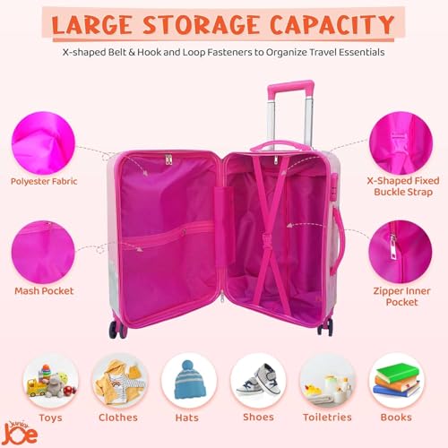 Image of JUNIOR JOE Polycarbonate 24 Inch Kids Suitcase with 4 Wheel Travel Trolley Bag (4 Day Trip)