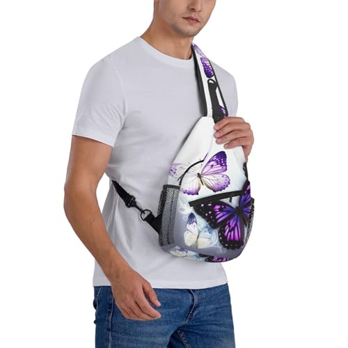 Mochila tipo sling negra con diseño de mariposas miniatura 7