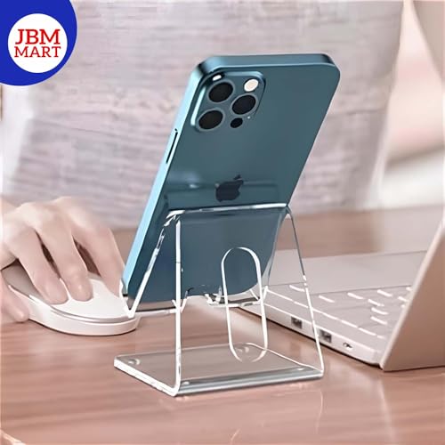 Image of JBM MART Crystal Clear Acrylic Cell Phone Stand for Desk Compatible with All Mobile