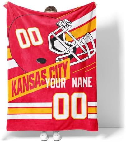ANTKING Kansas Blanket for Men Women Boy Custom Name and Number Throw Blanket Gifts