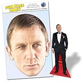 Party People 1 x Daniel Craig - Ready To Wear Celebrity Face Mask Includes Freestanding 20cm Desktop Standee Card Cutout - Standee Daniel C