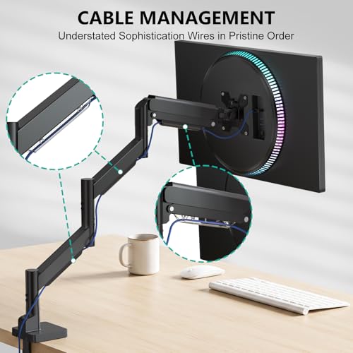 Image of WALI Extra Long Single Monitor Arm for 17-38 inch Screens, up to 26.4 lbs