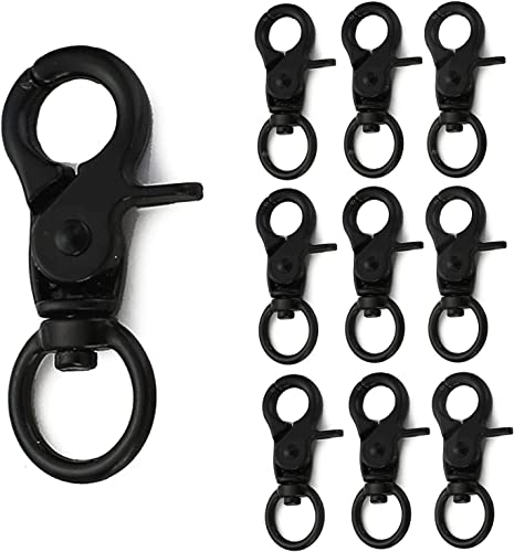 10 Piezas Mosquetón con Giratorio, Aleación Zinc Giratorio Mosquetones, Mosquetón De Tijera Mosquetón Giratorio De Tijera Gancho Clip De Perro Mosquetón Clave Para Correa De Perro, Llave (Negro) Cover