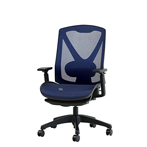 LOOKIT ワークチェア ヘッドレストなし フットレスト メッシュ ブルー DF-1