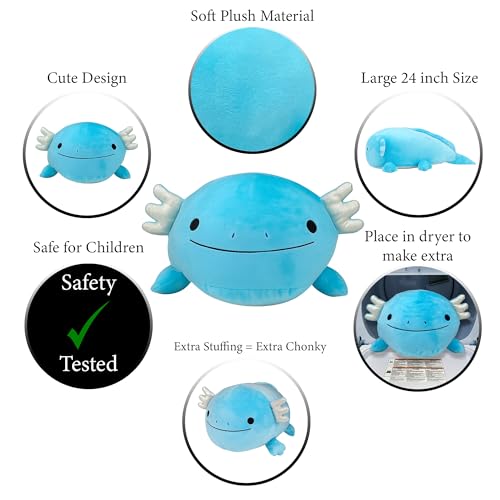 Image of Pineapple Axolotl Plush Toy, Giant Soft Axolotl Stuffed Animal Pillow, Kawaii Plushies, Cute Squishy Plushie Gift for Kids & Adults (24 inch)