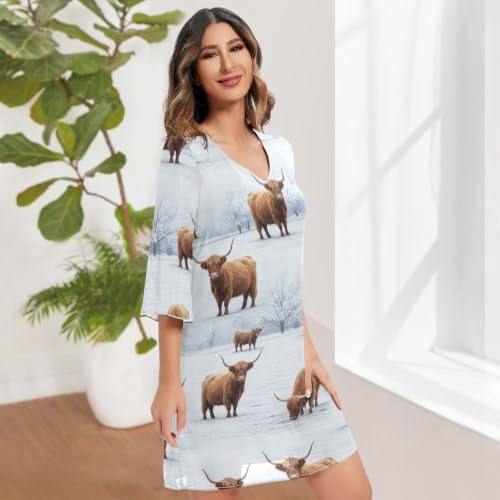 Robe de plage Highland Cows fluide pour dissimuler le maillot avec style