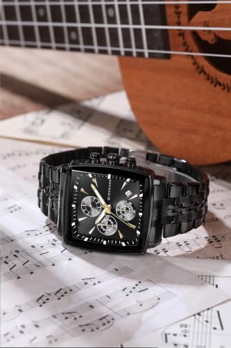 Image of Giordano Multi Function Watch for Men with Square Dial, Stainless Steel Strap and Date Display