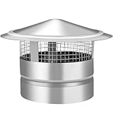 Ebusin 8 Inch Round Chimney Cap, 8 Inch Chimney Cap with Screen, Stove Pipe Topper, Galvanized Steel Quality, Silver