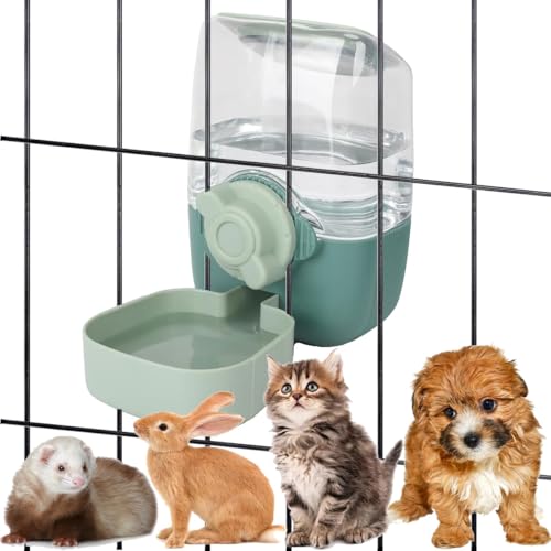 35oz Hanging Automatic Rabbit Water Dispenser Cage Water Bottle Auto Gravity Pet Water Station for Small Animals Puppy Kitten Rabbit Chinchilla Hedgehog Ferret 1L(Green)