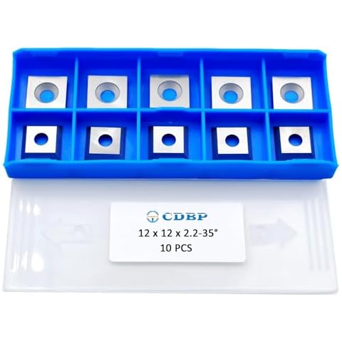 CDBP 12mm Square Carbide Inserts Cutters Knives with 4 Cutting Edge 12×12×2.2mm-35° for Replacement for Woodworking Fits Spiral Helical Planer Cutter Head, 10pcs Cover