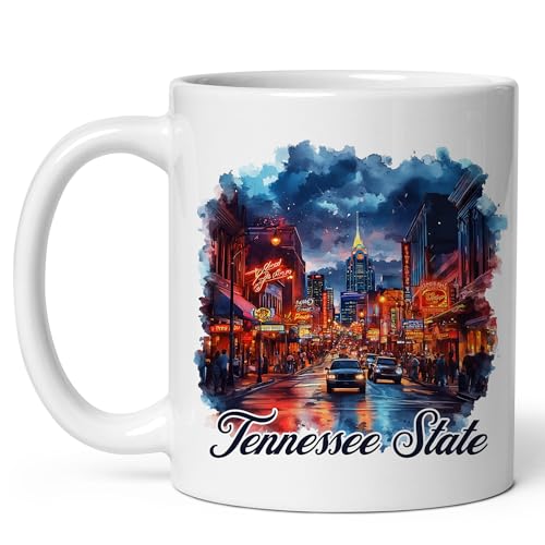 Tennessee State Ceramic Coffee Mug 11oz Volunteer State - Tea Coffee Mug with Comfortable Grip - Unique Travel Gift Cup for Office or Home - Vibrant Long-Lasting Print ID44991