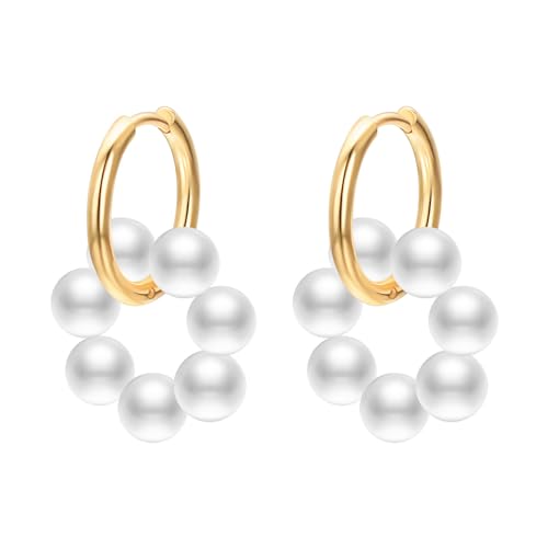 JOLCHIF Tezcrt Creolen mit Anhänger Damen Perlen ohrringe Hypoallergen Perle Tropfen Ohrringe Ring für Frauen Mädchen JOLCHIF Tezcrt Creolen mit Anhänger Damen Perlen ohrringe Hypoallergen Perle Tropfen Ohrringe Ring für Frauen Mädchen