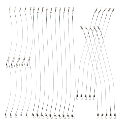 ibasenice 40pcs Steel Wire Fishing Leaders with Swivels and Snaps Design for Freshwater Gear Durable and Versatile Fishing Wire Connectors for Outdoor Use