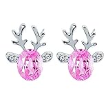1 par de pendientes de cuernos de moda adorables de cristal elegante para las mujeres regalo de las niñas rosa robusto y práctico práctico Handled