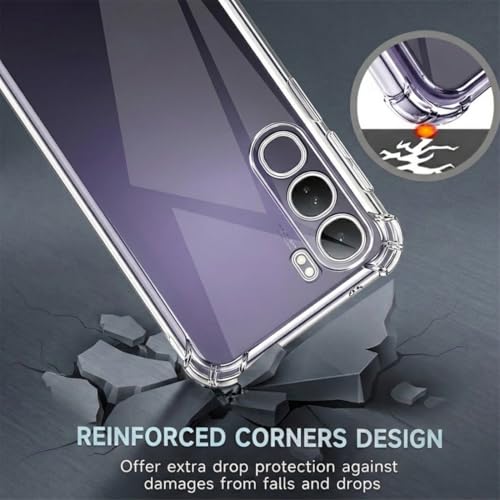 Image of Fashionury 3D Raised Transparent Crystal Clear Back Cover for Vivo Y400 5G | Shockproof Design | Anti-Slip Grip | Camera Protection | 360 Degree Protection Mobile Case
