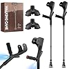 YOKABOZE 2 Pcs Forearm Crutch for Adults with Light, Foldable Lightweight and Adjustable with Handle Pads, Aluminum Crutches for Heavy Duty Work Walking (Black)