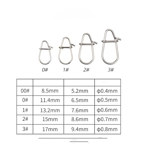 Set de 100 broches rápidos de acero inoxidable para pesca miniatura 2