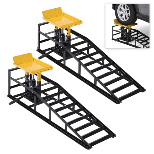 2 Pack Hydraulic Car Ramps 5 Ton Capacity, Heavy Duty Steel...