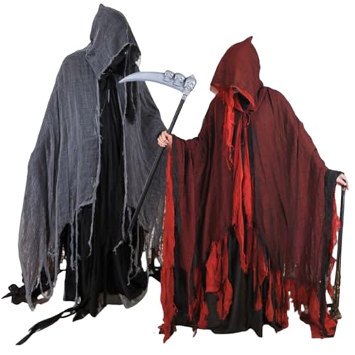 [Ecrisdoo] ハロウィン衣装 マント 大人用 ボロボロ 死神 悪魔 コスチューム 仮装 フード付き 怖い 鬼仮装 幽霊 メンズ パーティーグッズ 男女兼用 吸血鬼 魔女 お婆さん 文化祭 学園祭 演出服 イベント パーティー Halloween 余興のサムネイル
