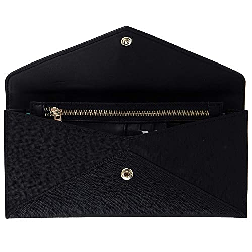 YBONNE Women's Long Wallet RFID Blocking Envelope Purse, Made of Saffiano Leather