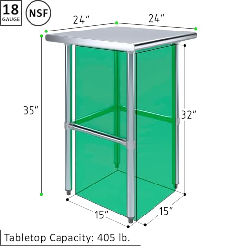 Image of 24 inchx24 inch Open Base Stainless Steel Work Table, NSF