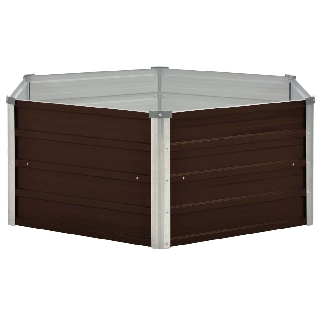 Gartenregal Kräuterbeet Pflanztisch Balkonschrank Hochbeet Braun 129 x 129 x 46 cm Verzinkter Stahl Ideale Lösung für platzsparendes Gärtnern und gesunde Pflanzen