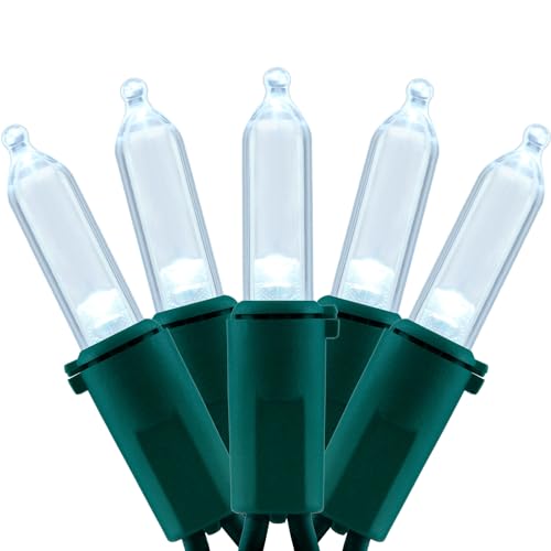 YULETIME 200 Count Cool White LED Christmas Lights, 66 Feet Green Wire UL Certified Commercial Grade Holiday String Light Set (Cool White)