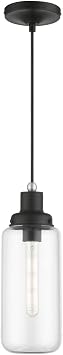Livex Lighting, 40614-04, Oakhurst, Mini Pendant, Black with Brushed Nickel Accent