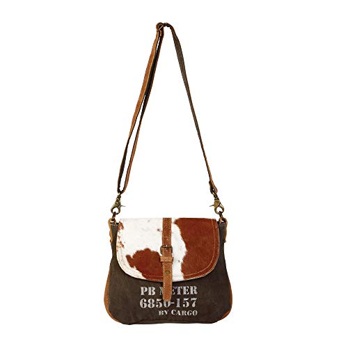 Cargo 157 Upcycled Canvas and Genuine Hair-On Leather Trim Crossbody Bag