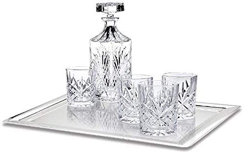 James Scott 6-Piece Crystal Whiskey Decanter Set - Elegant Decanter with Beautiful Stopper and 4 Exquisite Old Fashioned Glasses | Packaged in an Gift Box