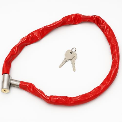 4.4 mm x 100 cm Red PVC Coated High Security Chain Lock for Motorcycle Bicycle, Scooter, Gate, Garage (Red) - Image 2