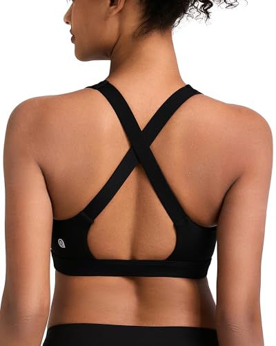 Image of RUNNING GIRL High Impact Sports Bras for Women,Crisscross Back High Support Bra Moulded Cup Workout Bra Push up(WX3072 Black L)