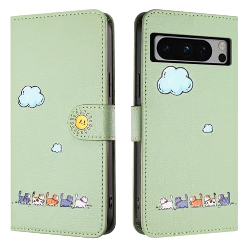Étui portefeuille en cuir vert pour Google Pixel 10 Pro XL housse protection clapet antichoc