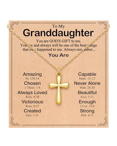 BxkSky Cross Necklace Tween Teen Girl Gifts Trendy Stuff Jewelry 8 10 12 14 13 9 11 Year Old Birthday Graduation Baptism Christian First Communion Confirmation Gifts for Teens Girls Granddaughter from Grandma