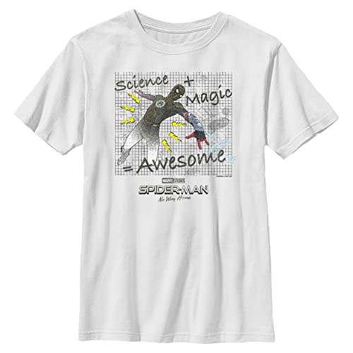 T-shirt Spider-Man motif Science Sketch blanc en coton taille M pour garçon
