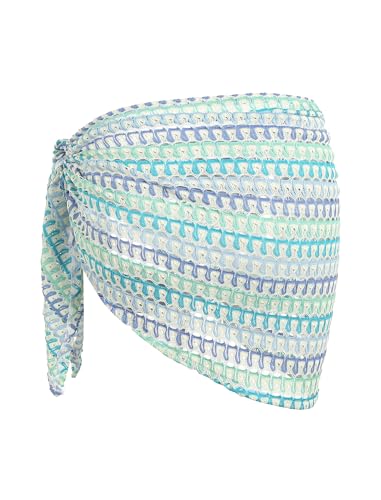 Image of ZAFUL Sarong Coverups for Women Beach Vacation Fishnet See Thru Tie Side Bathing Suit Cover Up Mini Skirt